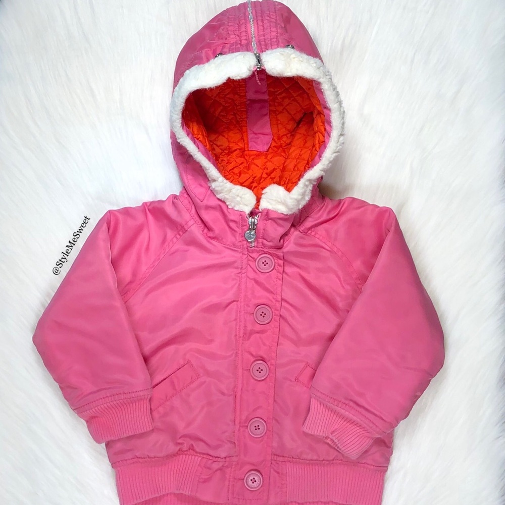 BabyGap pink hooded jacket with orange lining